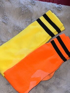 Neon Yellow & Neon Orange Athletic Crew Socks - Pack of 2